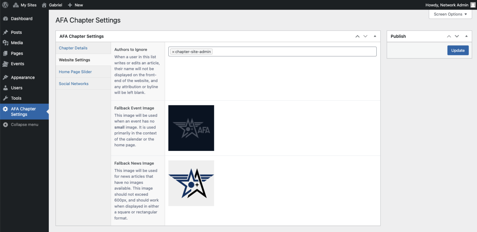 Modifying AFA Chapter Settings – AFA Chapters